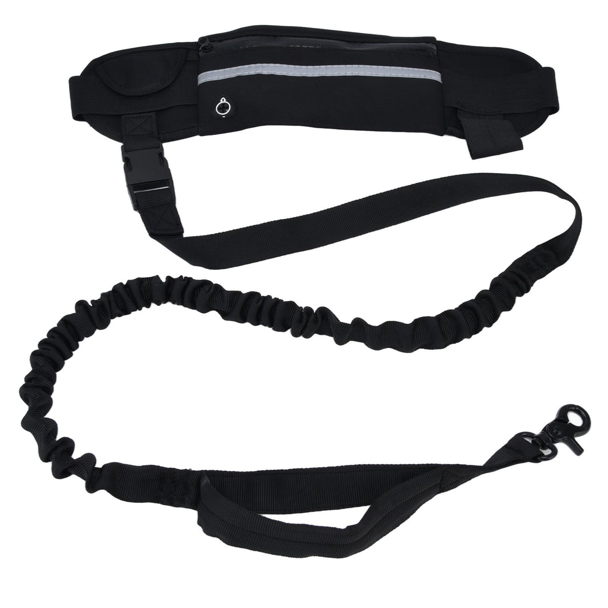 Sports Belt Bag Leash Set Reflective Elastic Explosion Proof Dog Running Traction Rope for Walking RunningBlack