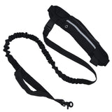 Sports Belt Bag Leash Set Reflective Elastic Explosion Proof Dog Running Traction Rope for Walking RunningBlack