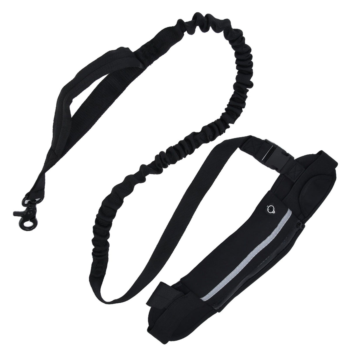 Sports Belt Bag Leash Set Reflective Elastic Explosion Proof Dog Running Traction Rope for Walking RunningBlack
