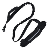 Sports Belt Bag Leash Set Reflective Elastic Explosion Proof Dog Running Traction Rope for Walking RunningBlack - Extra Image