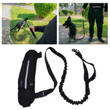 Sports Belt Bag Leash Set Reflective Elastic Explosion Proof Dog Running Traction Rope for Walking RunningBlack