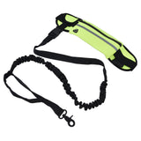 Sports Belt Bag Leash Set Reflective Elastic Explosion Proof Dog Running Traction Rope for Walking RunningGrass Green