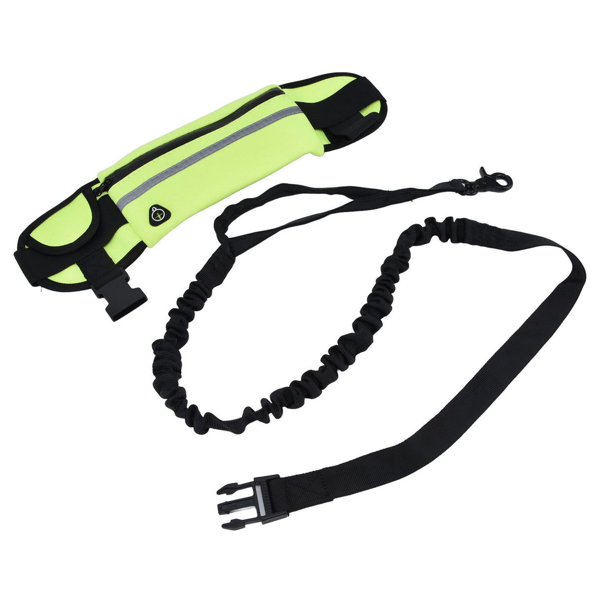 Sports Belt Bag Leash Set Reflective Elastic Explosion Proof Dog Running Traction Rope for Walking RunningGrass Green