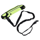Sports Belt Bag Leash Set Reflective Elastic Explosion Proof Dog Running Traction Rope for Walking RunningGrass Green