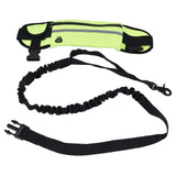 Sports Belt Bag Leash Set Reflective Elastic Explosion Proof Dog Running Traction Rope for Walking RunningGrass Green