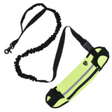 Sports Belt Bag Leash Set Reflective Elastic Explosion Proof Dog Running Traction Rope for Walking RunningGrass Green