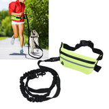 Sports Belt Bag Leash Set Reflective Elastic Explosion Proof Dog Running Traction Rope for Walking RunningGrass Green