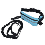Sports Belt Bag Leash Set Reflective Elastic Explosion Proof Dog Running Traction Rope for Walking RunningSky Blue - Rear View