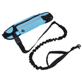 Sports Belt Bag Leash Set Reflective Elastic Explosion Proof Dog Running Traction Rope for Walking RunningSky Blue - Low Angle
