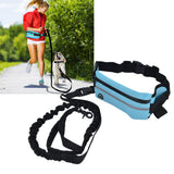 Sports Belt Bag Leash Set Reflective Elastic Explosion Proof Dog Running Traction Rope for Walking RunningSky Blue
