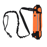 Hands Free Dog Leash Detachable Zipper Bag Reflective Strip Design Hands Free Flexible Waist Dog Leash for WalkingOrange - Top-Down View