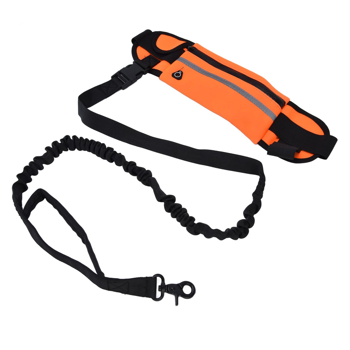 Hands Free Dog Leash Detachable Zipper Bag Reflective Strip Design Hands Free Flexible Waist Dog Leash for WalkingOrange