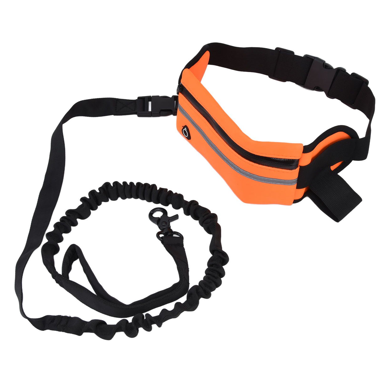 Hands Free Dog Leash Detachable Zipper Bag Reflective Strip Design Hands Free Flexible Waist Dog Leash for WalkingOrange