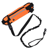 Hands Free Dog Leash Detachable Zipper Bag Reflective Strip Design Hands Free Flexible Waist Dog Leash for WalkingOrange
