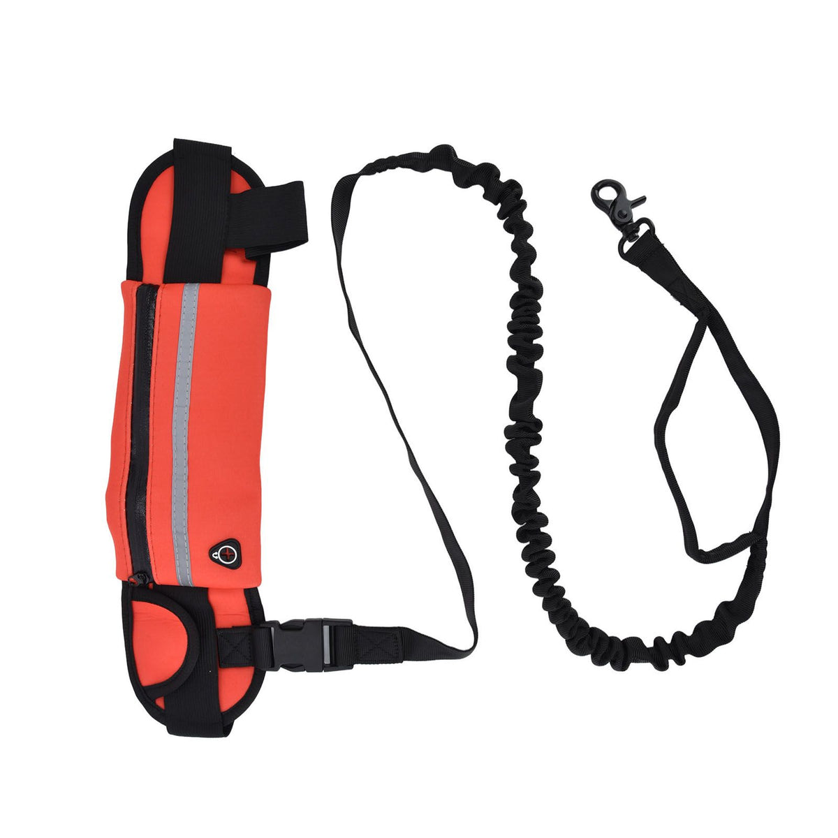 Hands Free Dog Leash Detachable Zipper Bag Reflective Strip Design Hands Free Flexible Waist Dog Leash for WalkingRed
