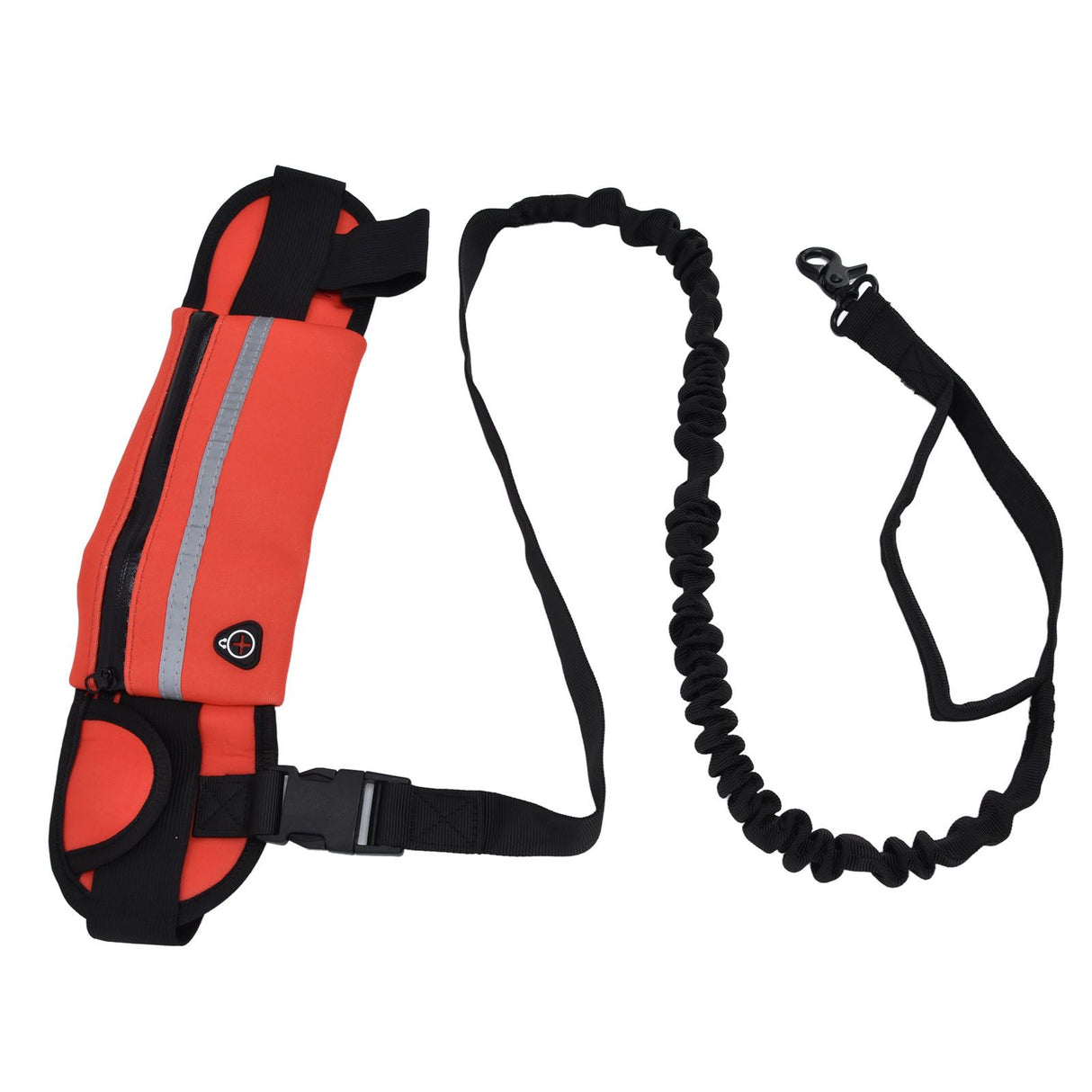 Hands Free Dog Leash Detachable Zipper Bag Reflective Strip Design Hands Free Flexible Waist Dog Leash for WalkingRed