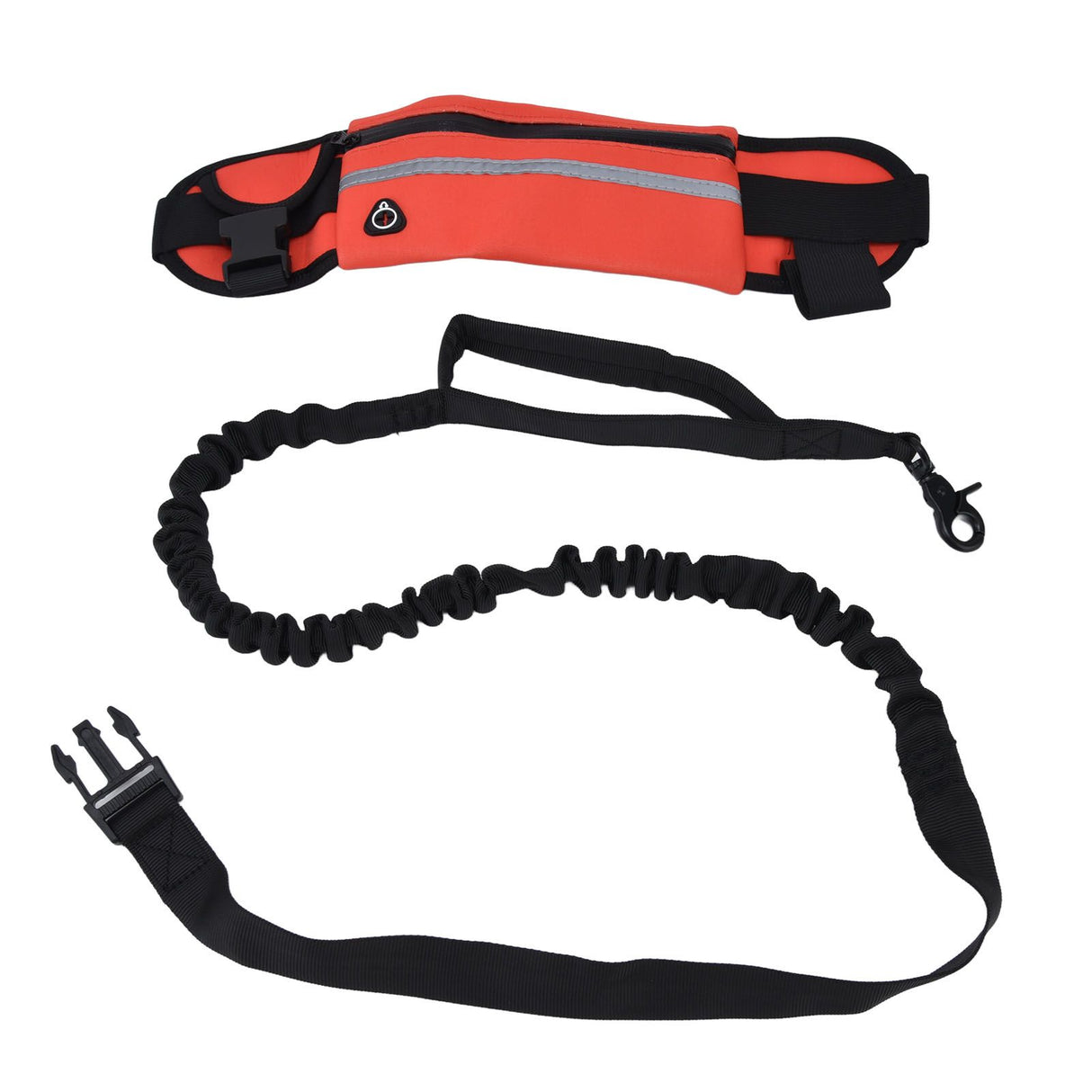 Hands Free Dog Leash Detachable Zipper Bag Reflective Strip Design Hands Free Flexible Waist Dog Leash for WalkingRed