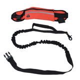 Hands Free Dog Leash Detachable Zipper Bag Reflective Strip Design Hands Free Flexible Waist Dog Leash for WalkingRed