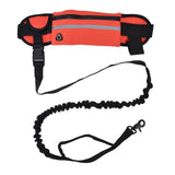 Hands Free Dog Leash Detachable Zipper Bag Reflective Strip Design Hands Free Flexible Waist Dog Leash for WalkingRed