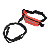 Hands Free Dog Leash Detachable Zipper Bag Reflective Strip Design Hands Free Flexible Waist Dog Leash for WalkingRed - Low Angle