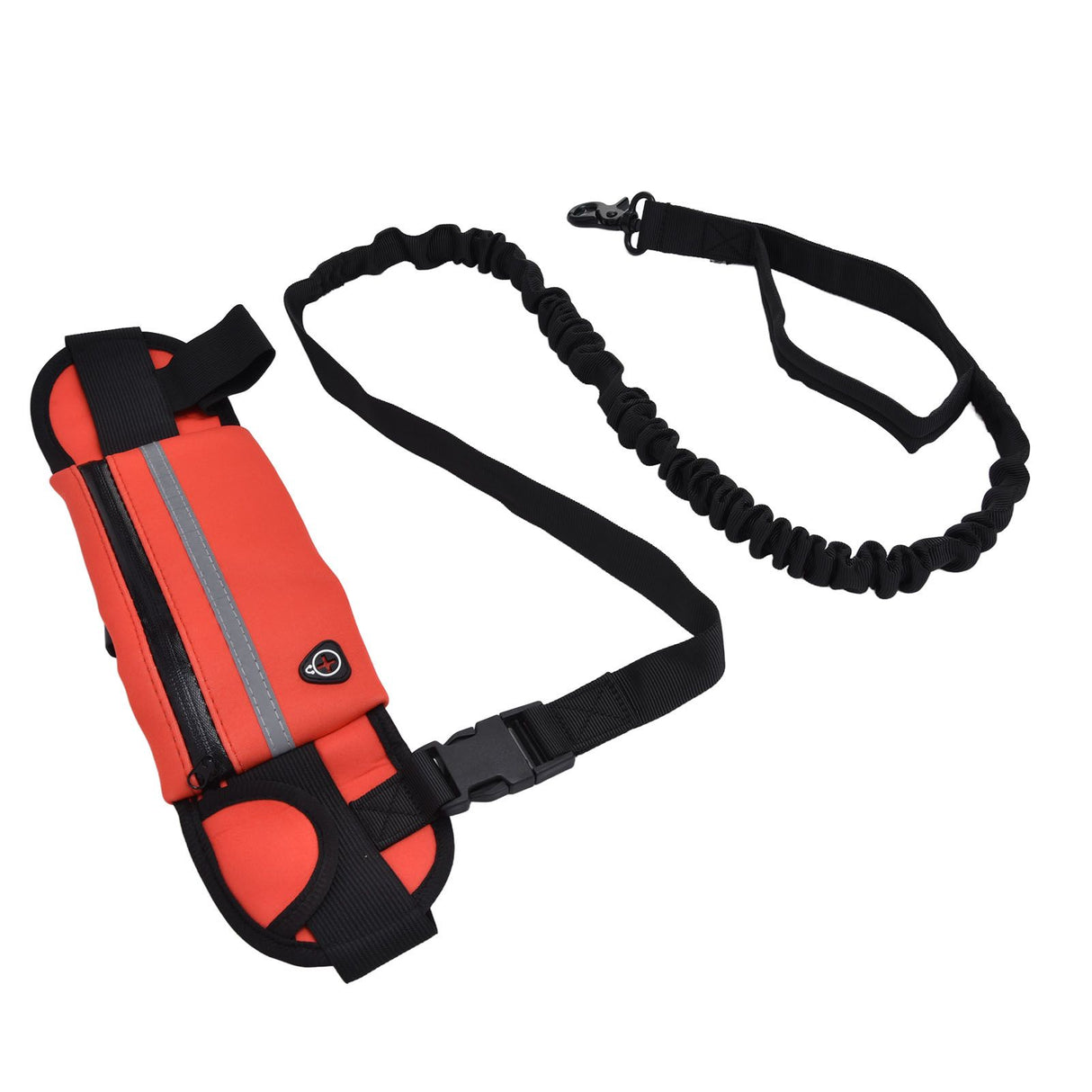 Hands Free Dog Leash Detachable Zipper Bag Reflective Strip Design Hands Free Flexible Waist Dog Leash for WalkingRed
