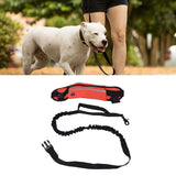 Hands Free Dog Leash Detachable Zipper Bag Reflective Strip Design Hands Free Flexible Waist Dog Leash for WalkingRed