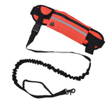 Hands Free Dog Leash Detachable Zipper Bag Reflective Strip Design Hands Free Flexible Waist Dog Leash for WalkingRed - Extra Image