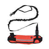 Hands Free Dog Leash Detachable Zipper Bag Reflective Strip Design Hands Free Flexible Waist Dog Leash for WalkingRed