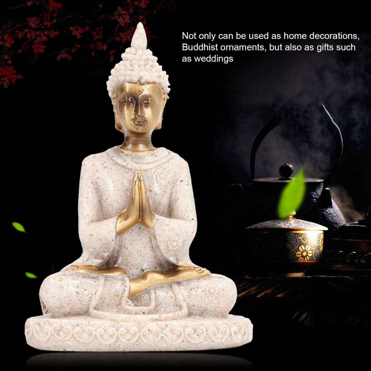 Buddha Statue Artisan Craftsmanship Clear Engraving Strong Frost Resistance Resin Meditating Buddha Statue for Hallway8138