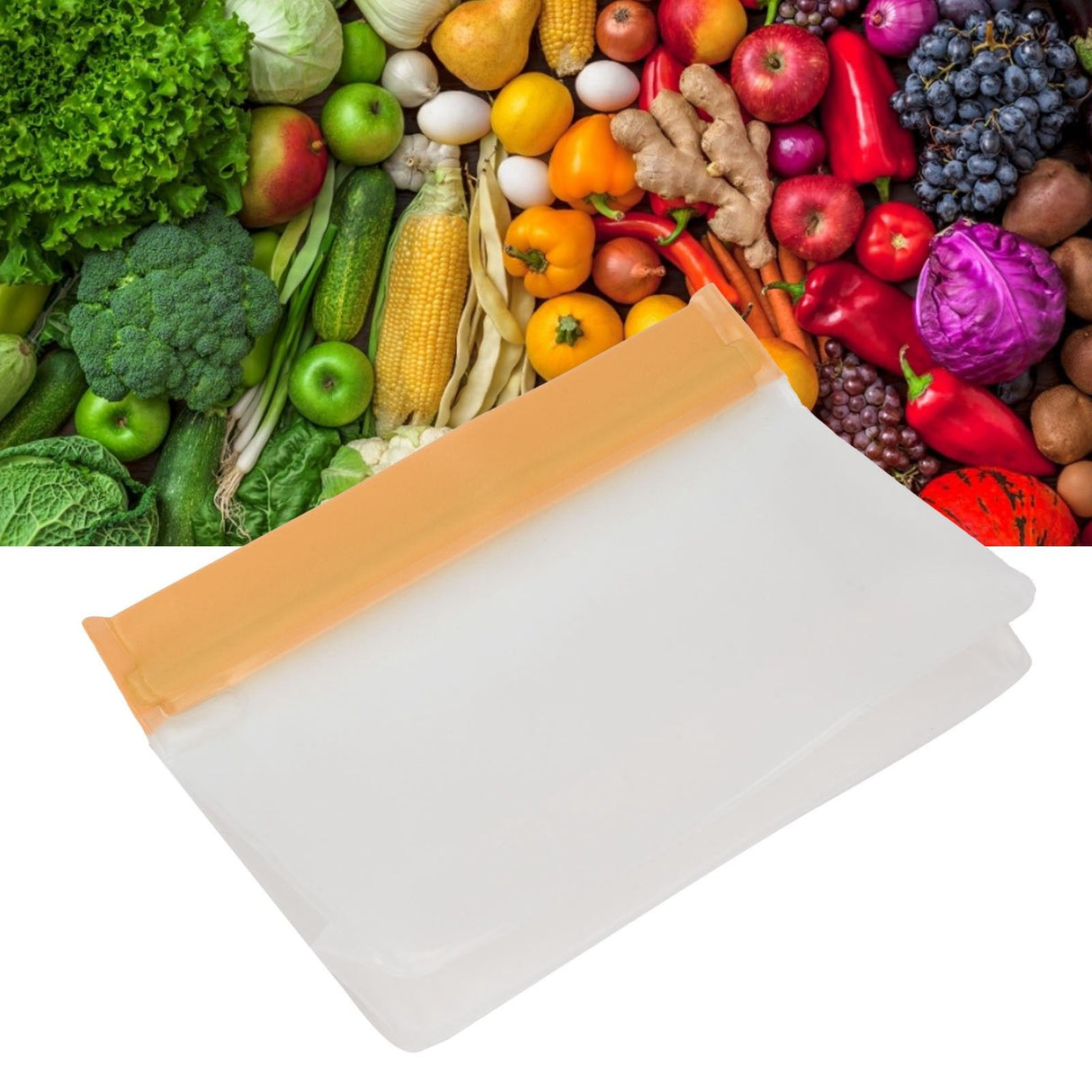 Silicone Bags Environmentally Friendly Leakproof Reusable Food Vegetables Storage Bags for HomeOrange Large