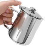 Milk Frothing Pitcher 304 Stainless Steel Milk Frother Coffee Cup with Cover for Home Coffee Shop1500ML - Rear View
