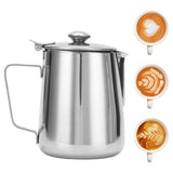 Milk Frothing Pitcher 304 Stainless Steel Milk Frother Coffee Cup with Cover for Home Coffee Shop1500ML
