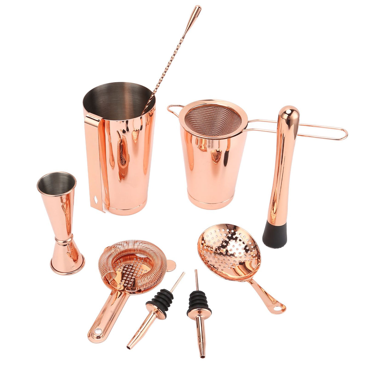 11PCS/Set Cocktail Shaker Set Bartender Kit Cocktail Strainer Stainless Steel Barware for Home PartyRose Gold