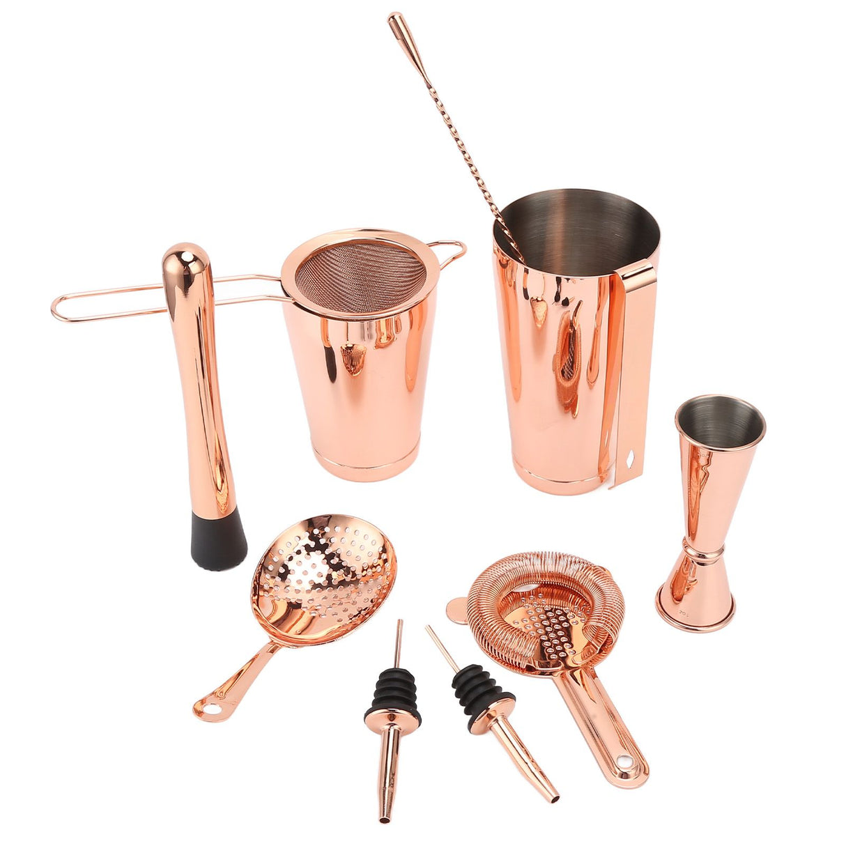 11PCS/Set Cocktail Shaker Set Bartender Kit Cocktail Strainer Stainless Steel Barware for Home PartyRose Gold
