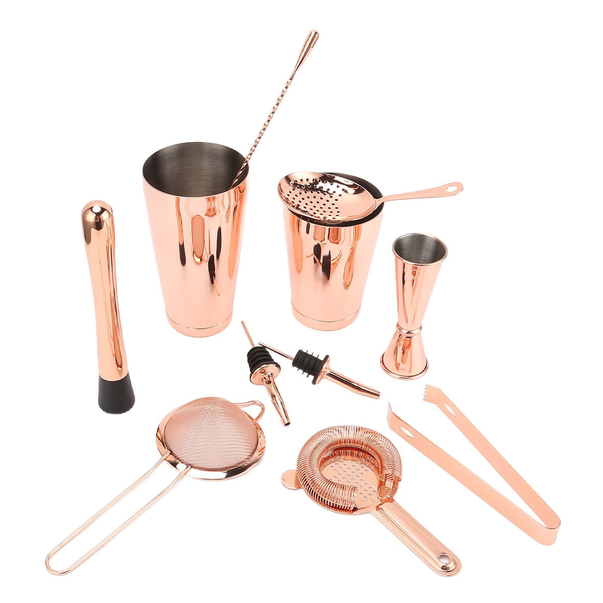 11PCS/Set Cocktail Shaker Set Bartender Kit Cocktail Strainer Stainless Steel Barware for Home PartyRose Gold