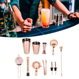 11PCS/Set Cocktail Shaker Set Bartender Kit Cocktail Strainer Stainless Steel Barware for Home PartyRose Gold