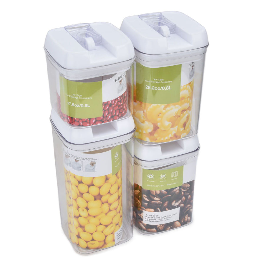 4Pcs/Set Kitchen Storage Box Transparent Multifunctional Sealed Jar for Home Kitchen