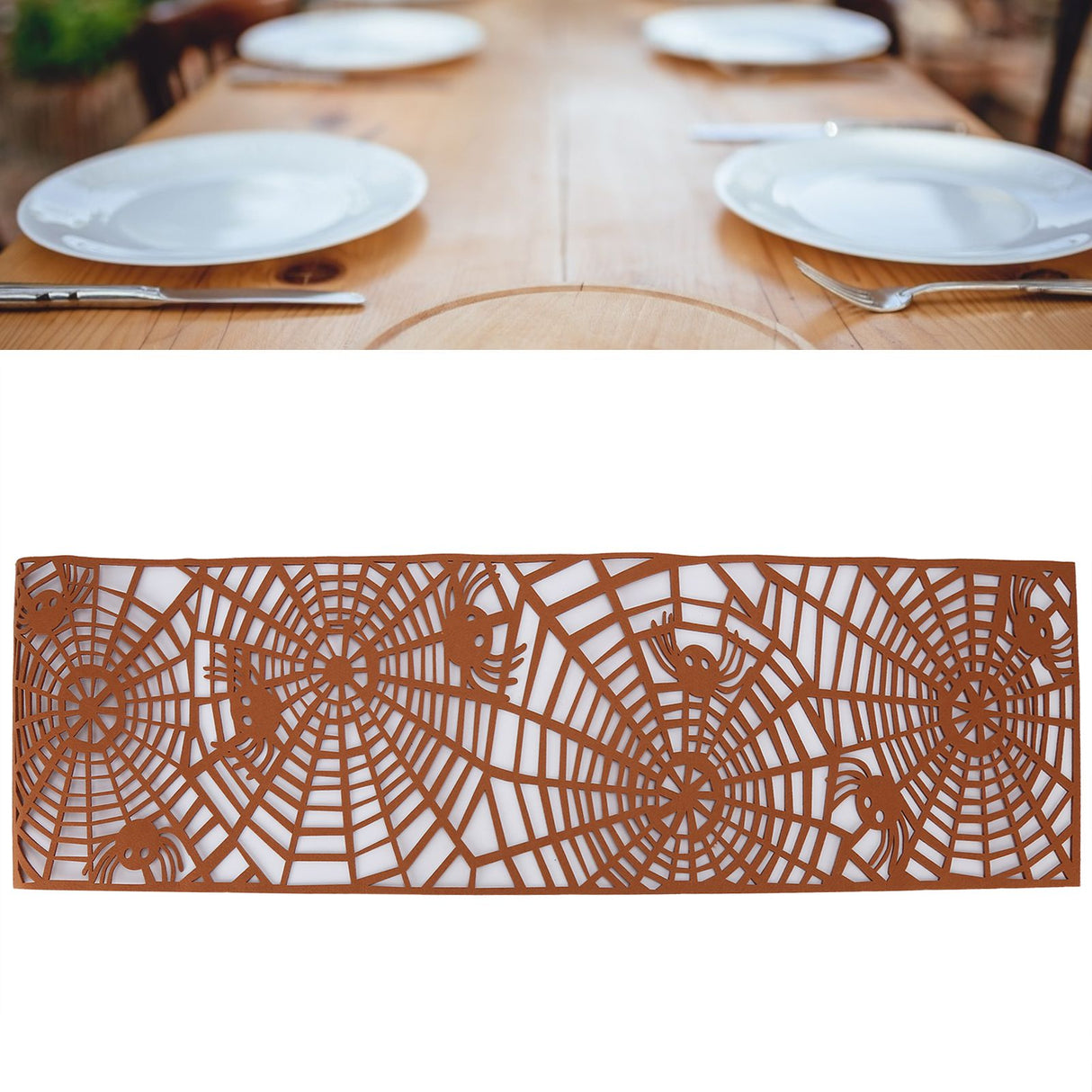 Rectangle Shape Tablecloth Hollow Out Table Runner for Wedding Household DecorationsBrown