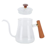 Coffee Kettle Pour Over High Borosilicate Glass Heat Resistant Round Wood Insulated Handle Gooseneck Kettle600ml - Extra Image