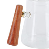 Coffee Kettle Pour Over High Borosilicate Glass Heat Resistant Round Wood Insulated Handle Gooseneck Kettle600ml