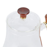 Coffee Kettle Pour Over High Borosilicate Glass Heat Resistant Round Wood Insulated Handle Gooseneck Kettle600ml