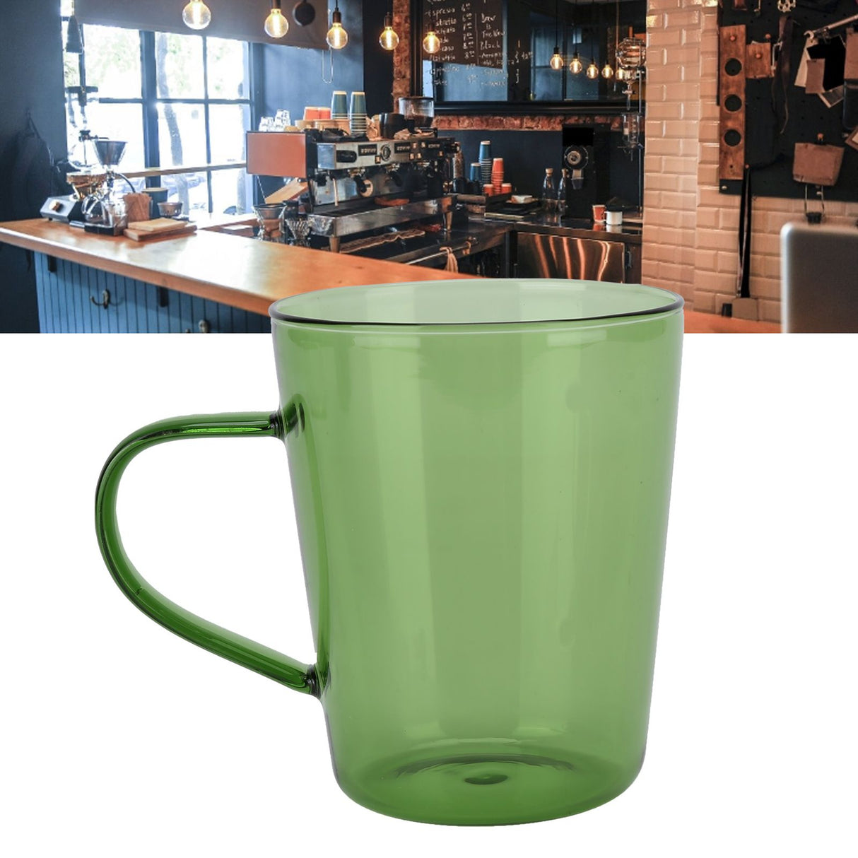 380ml Milk Cup High Borosilicate Glass Thermal Easy to Clean Glass Mug for Kitchens Hotels Coffee ShopsGreen