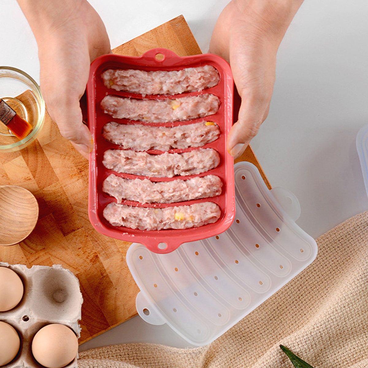 Sausage Mold Food Grade Silicone Nonstick Sausage Maker Molds Homemade Hot Dogs Mold DIY Baking Tools for Home Kitchen Restaurant HotelRed