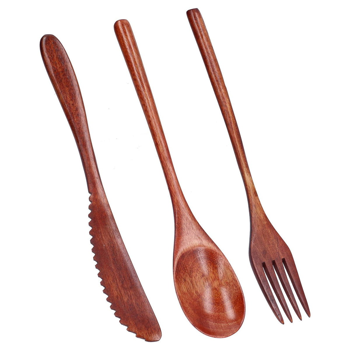 3Pcs/Set Knife Fork and Spoon Wooden Portable Cutlery Dessert Tableware for Home Hotel