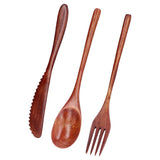 3Pcs/Set Knife Fork and Spoon Wooden Portable Cutlery Dessert Tableware for Home Hotel