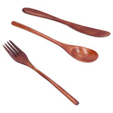 3Pcs/Set Knife Fork and Spoon Wooden Portable Cutlery Dessert Tableware for Home Hotel