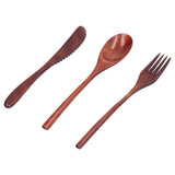 3Pcs/Set Knife Fork and Spoon Wooden Portable Cutlery Dessert Tableware for Home Hotel - Extra Image