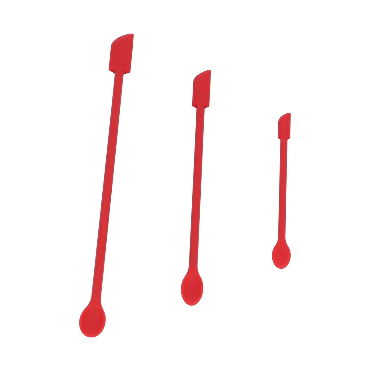 Small Spatula and Long Silicone Double Headed Mini Jam Cake Cream Makeup Bottle Spatula3pcs Red