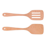 2Pcs Kitchen Turner Spatula Set Wooden Environmentally Friendly High Temperature Resistant Non Stick Kitchen Utensils - Top-Down View