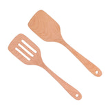 2Pcs Kitchen Turner Spatula Set Wooden Environmentally Friendly High Temperature Resistant Non Stick Kitchen Utensils - Rear View